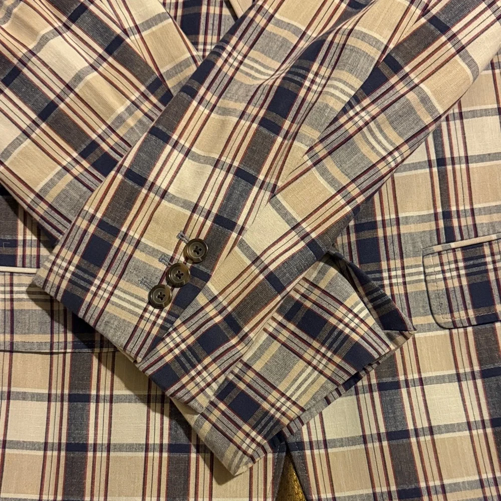 Brooks Brothers Blue and Tan Plaid Blazer - Picture 4 of 6
